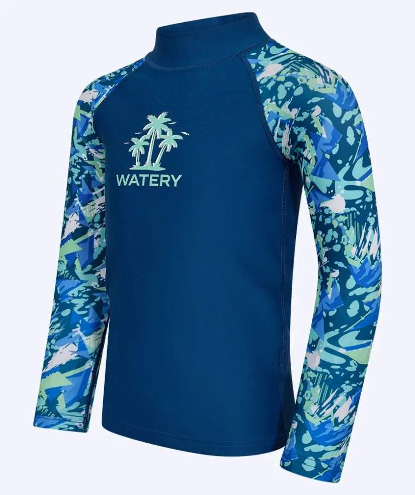 Online Watery UV-trøje til børn - Katsu Langærmet Rashguard - Lyseblå/mørkeblå