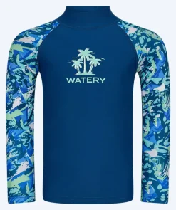 Online Watery UV-trøje til børn - Katsu Langærmet Rashguard - Lyseblå/mørkeblå