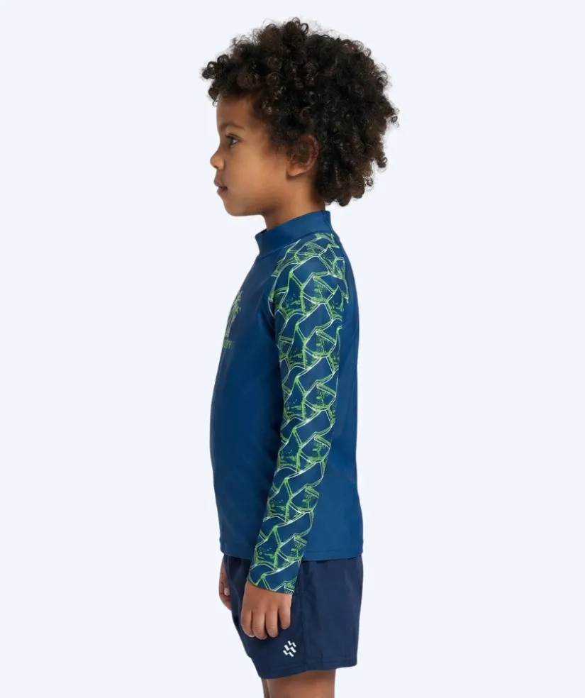 Clearance Watery UV-trøje til børn - Katsu Langærmet Rashguard - Grøn/mørkeblå