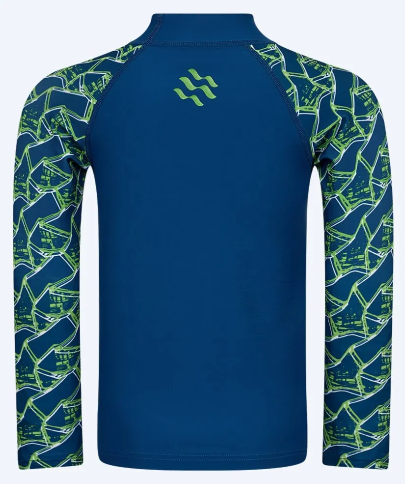Clearance Watery UV-trøje til børn - Katsu Langærmet Rashguard - Grøn/mørkeblå
