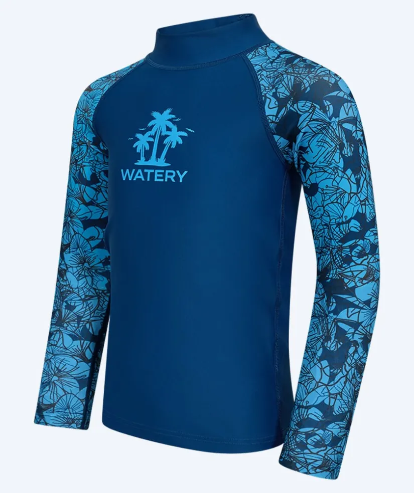 Hot Watery UV-trøje til børn - Katsu Langærmet Rashguard - Blå/mørkeblå