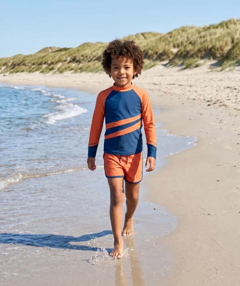 Outlet Watery UV-trøje til børn - Manami Langærmet Rashguard - Orange/blå