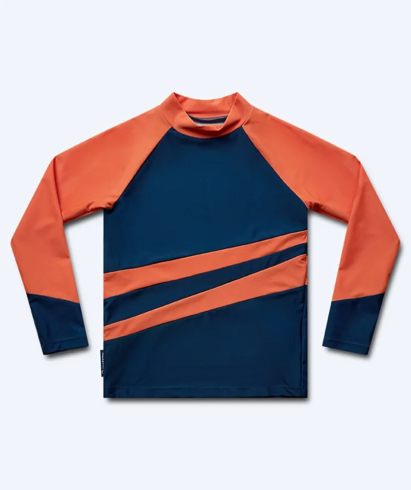 Outlet Watery UV-trøje til børn - Manami Langærmet Rashguard - Orange/blå