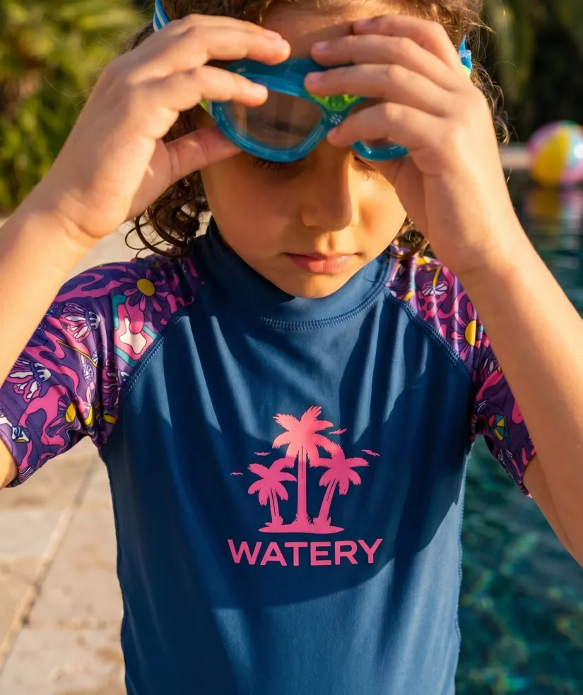 Best Watery UV-trøje til børn - Osiris Kortærmet Rashguard - Multi/mørkeblå