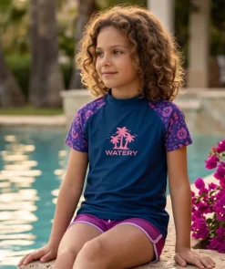 Online Watery UV-trøje til børn - Osiris Kortærmet Rashguard - Lilla/mørkeblå