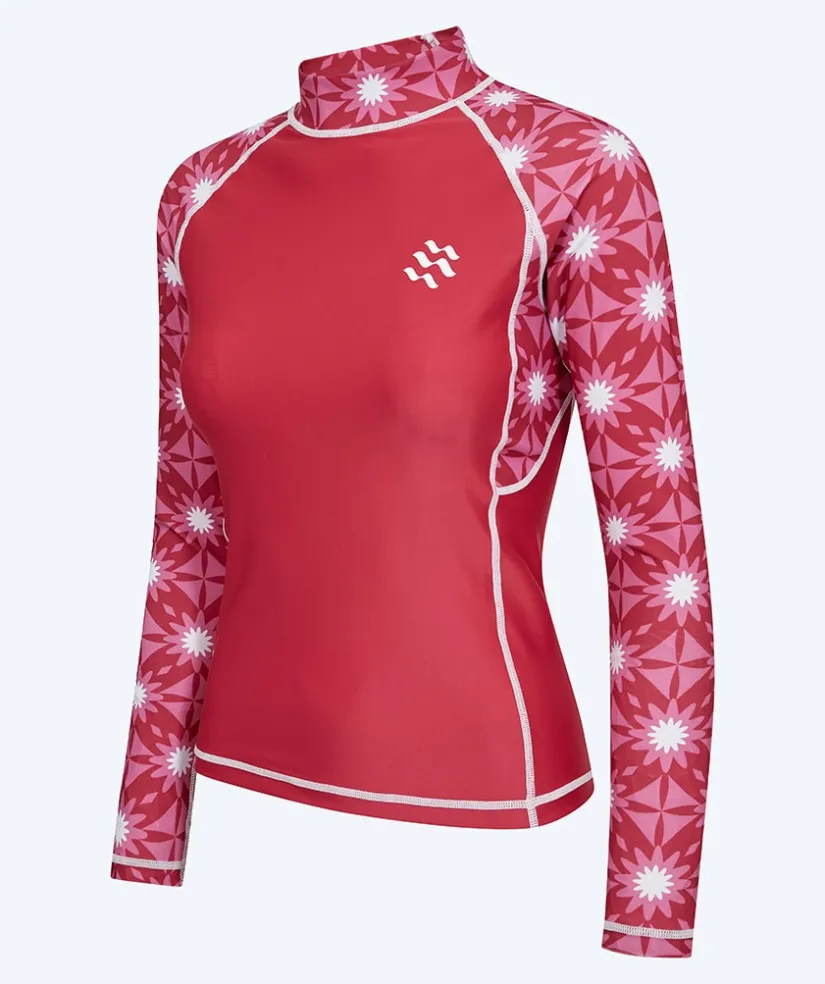 Hot Watery UV-trøje til damer - Aiko Langærmet Rashguard - Pink/mørkerød