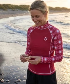 Hot Watery UV-trøje til damer - Aiko Langærmet Rashguard - Pink/mørkerød