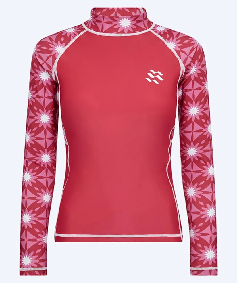 Hot Watery UV-trøje til damer - Aiko Langærmet Rashguard - Pink/mørkerød