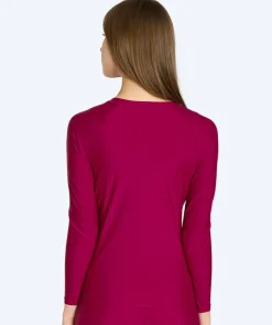 Sale Watery UV-trøje til damer - Remington Langærmet Rashguard - Mørkerød