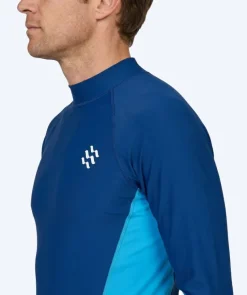 Hot Watery UV-trøje til mænd - Scylla Langærmet Rashguard - Mørkeblå/lyseblå