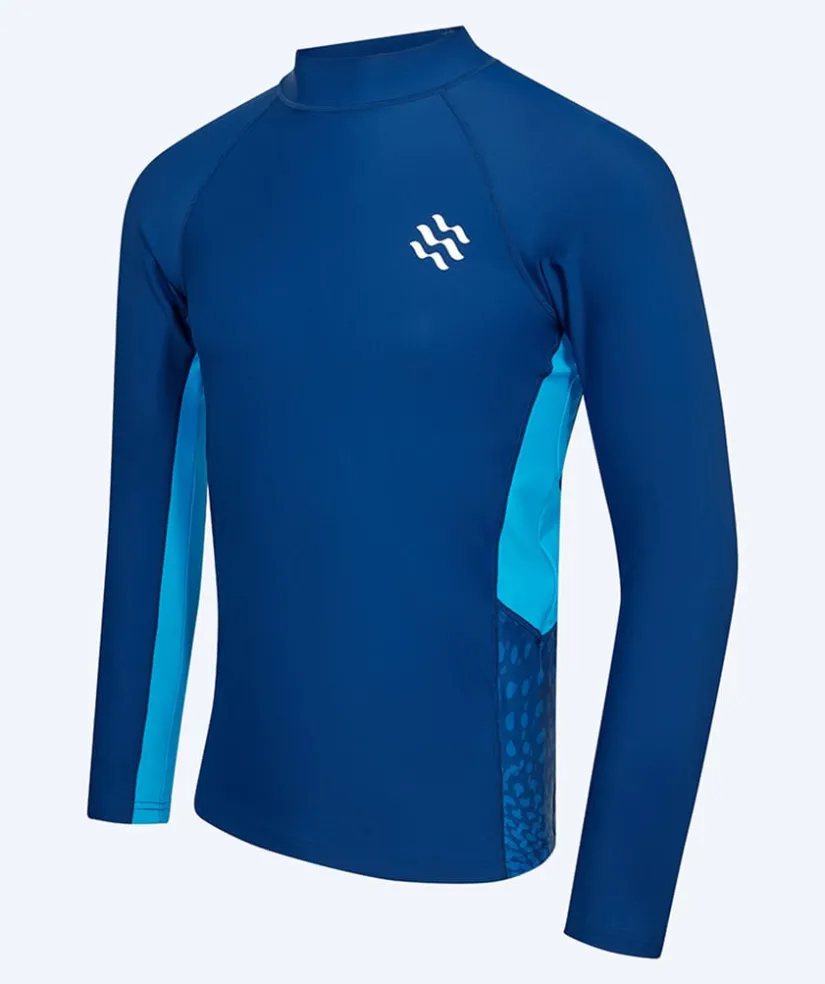 Hot Watery UV-trøje til mænd - Scylla Langærmet Rashguard - Mørkeblå/lyseblå