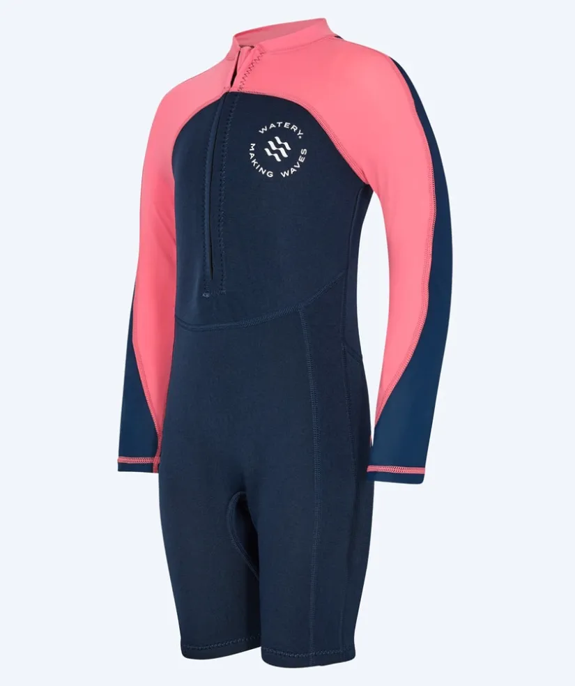Best Watery UV våddragt til børn - Calypso Langærmet - Coral/mørkeblå