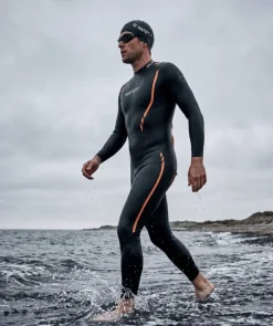 New Watery våddragt til mænd - Salmon Glide - Sort/orange