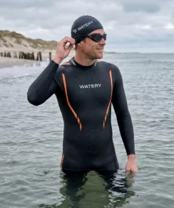 New Watery våddragt til mænd - Salmon Glide - Sort/orange