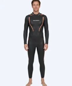 New Watery våddragt til mænd - Salmon Glide - Sort/orange